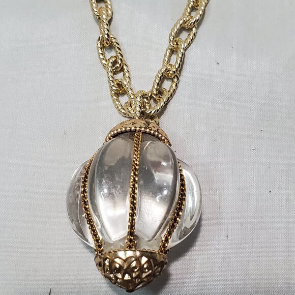 Banana Republic Gold-Tone Link Necklace with Crystal Pendant - Picture 4 of 8